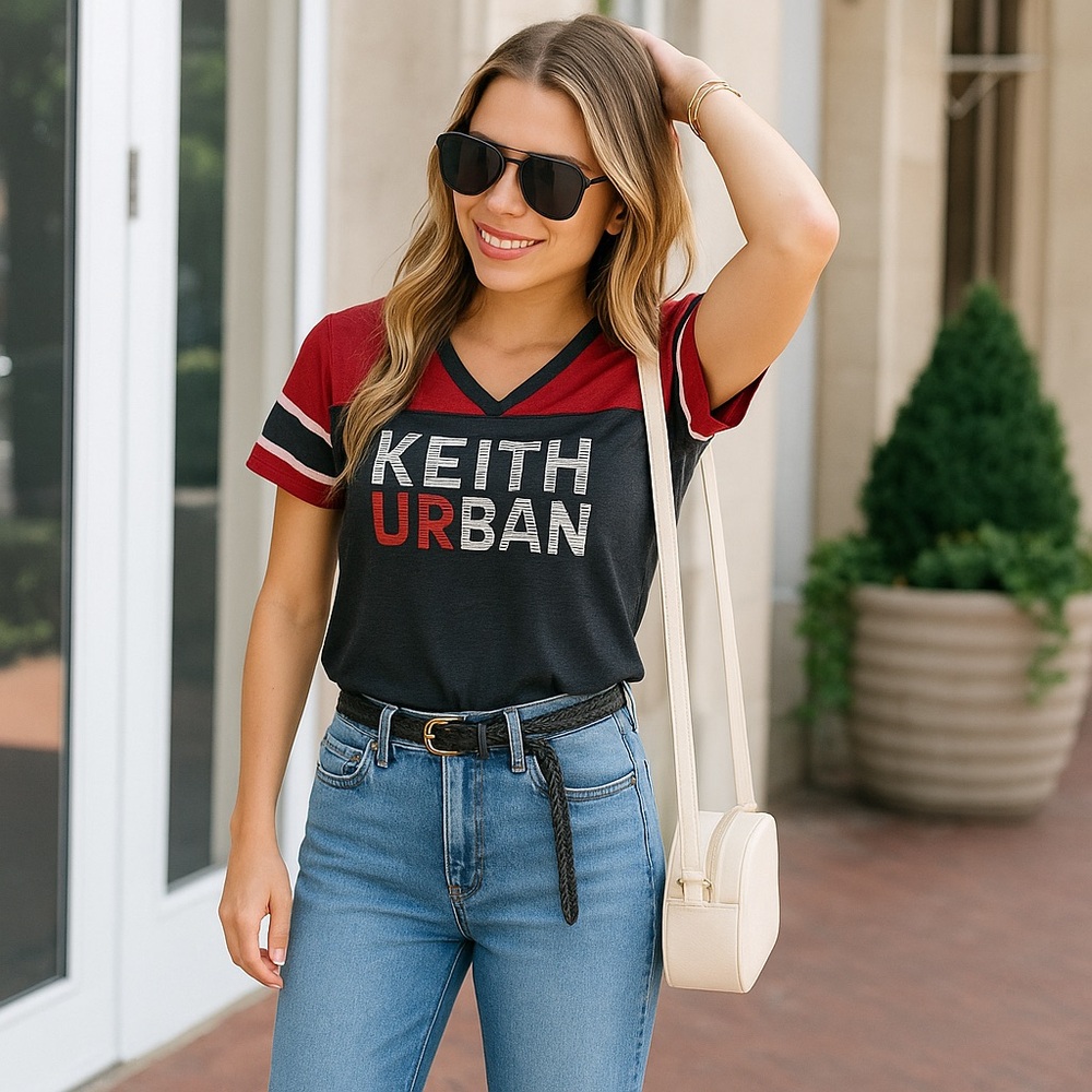 [s] KEITH URBAN T-shirt graphic cotton band graffiti U 2018 tour rare